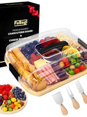 Bamboo Charcuterie Board and Cheese Board Set